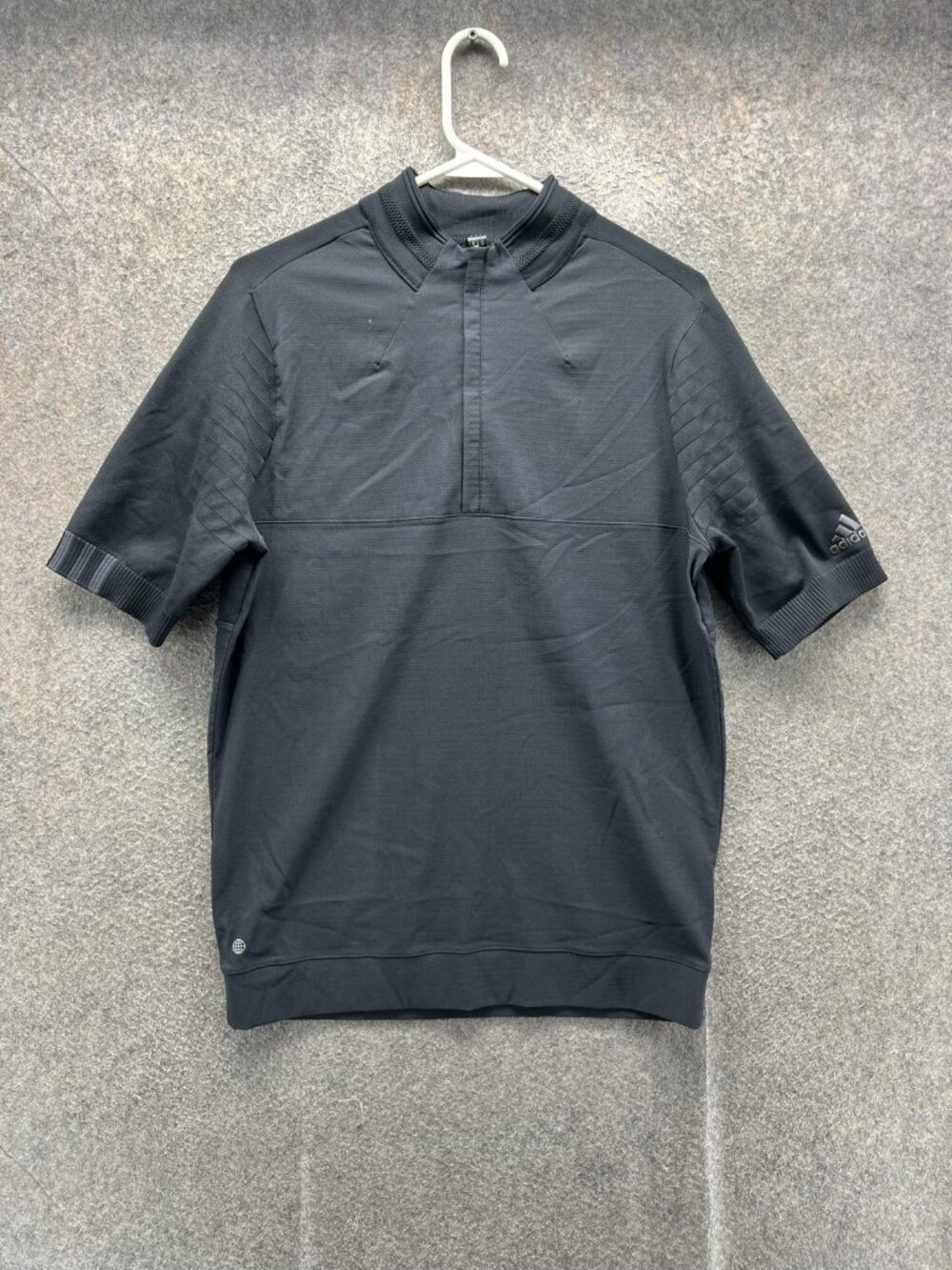Adidas Primeknit Jacket Mens Small Black 1/4 Zip Pullover Short Sleeve Golf